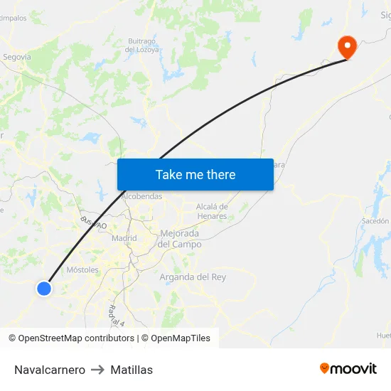 Navalcarnero to Matillas map