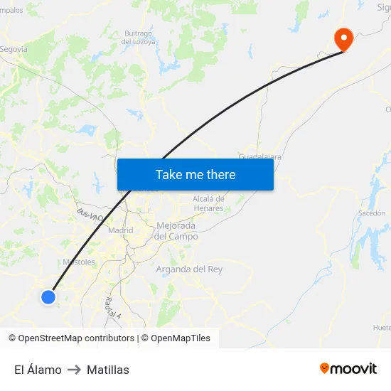El Álamo to Matillas map