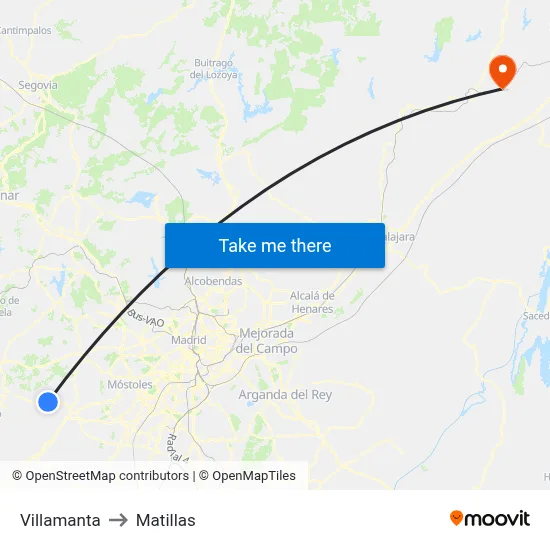 Villamanta to Matillas map