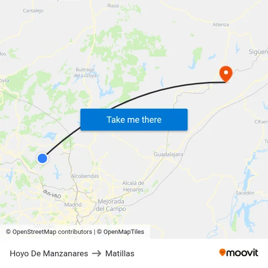 Hoyo De Manzanares to Matillas map