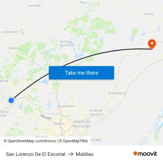 San Lorenzo De El Escorial to Matillas map