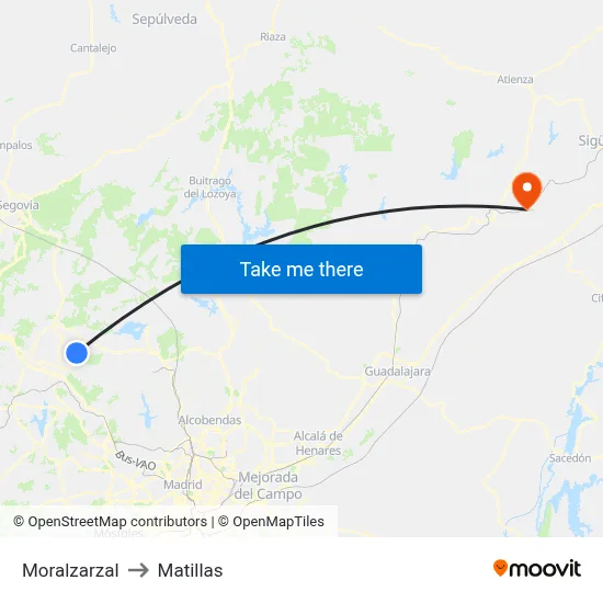 Moralzarzal to Matillas map