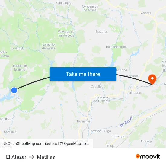 El Atazar to Matillas map