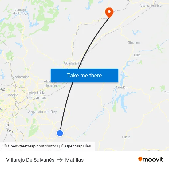Villarejo De Salvanés to Matillas map