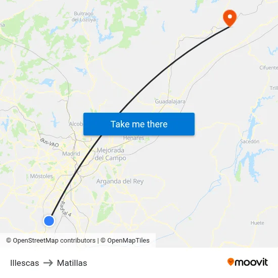 Illescas to Matillas map