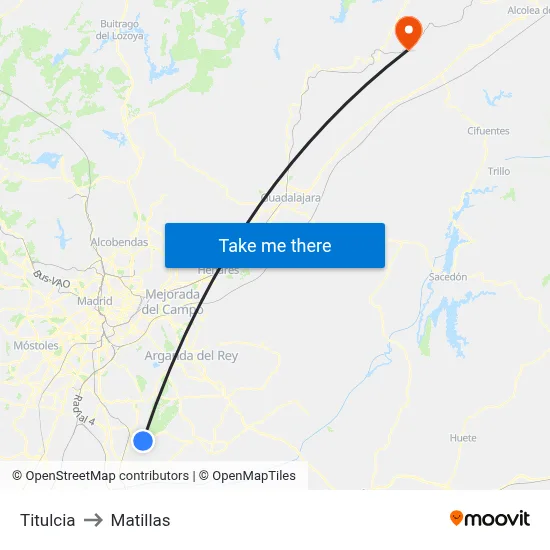 Titulcia to Matillas map