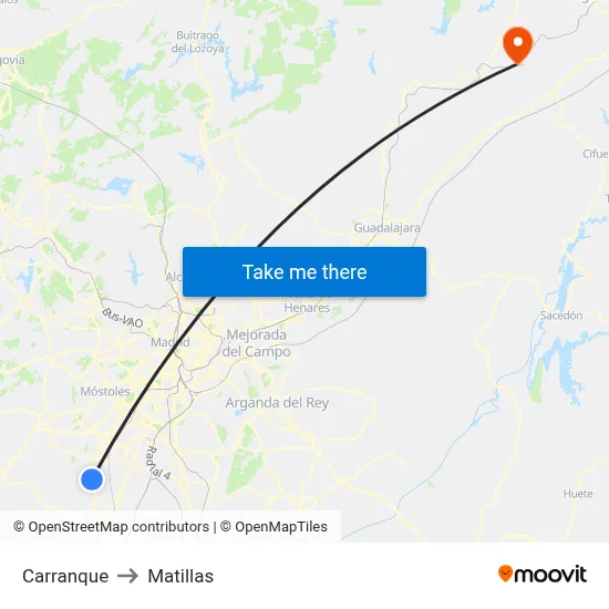 Carranque to Matillas map