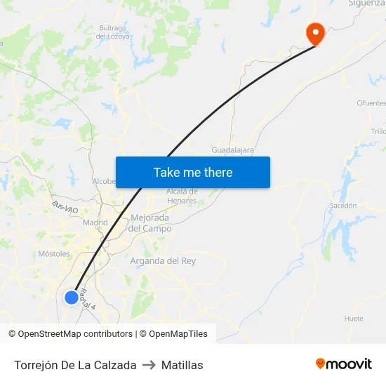 Torrejón De La Calzada to Matillas map