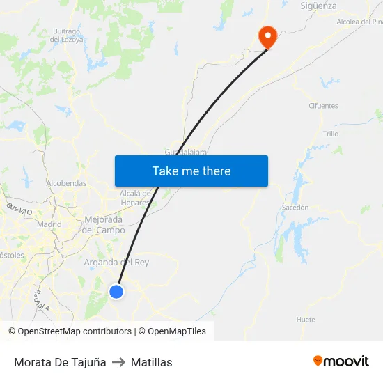 Morata De Tajuña to Matillas map