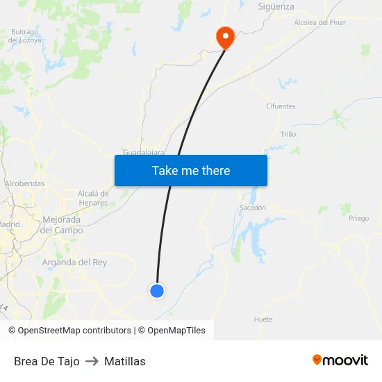 Brea De Tajo to Matillas map