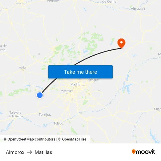 Almorox to Matillas map
