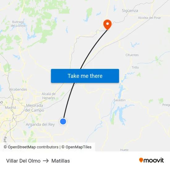 Villar Del Olmo to Matillas map