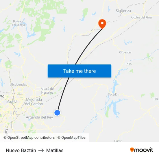 Nuevo Baztán to Matillas map