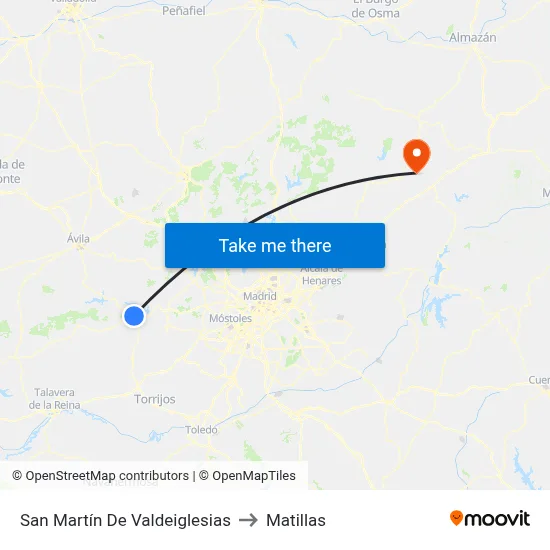 San Martín De Valdeiglesias to Matillas map