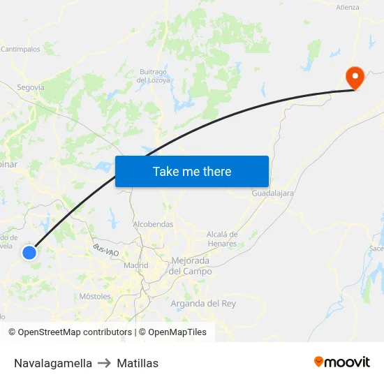 Navalagamella to Matillas map