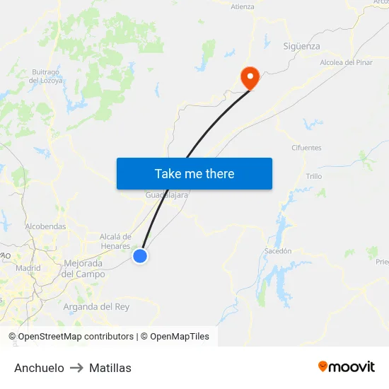Anchuelo to Matillas map