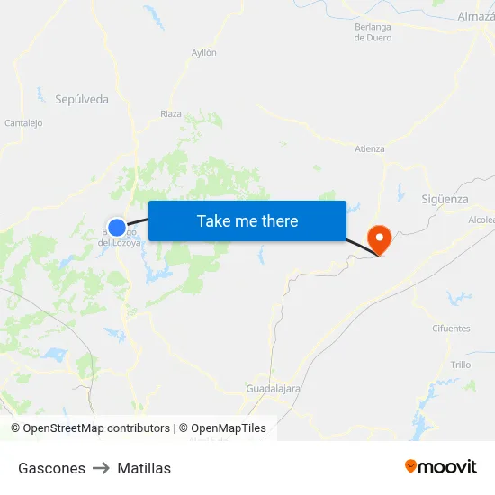 Gascones to Matillas map