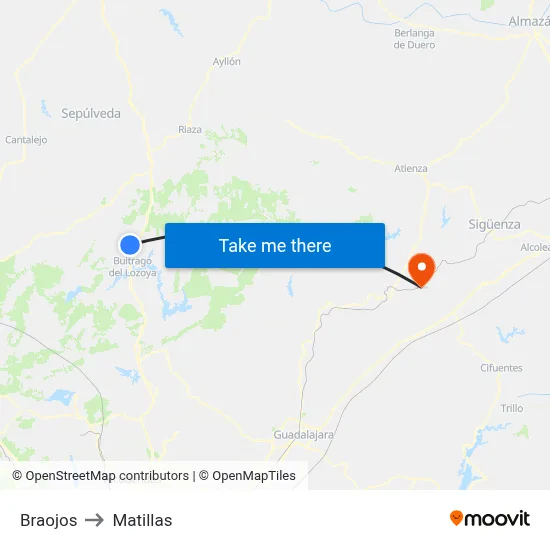 Braojos to Matillas map