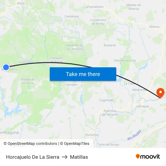 Horcajuelo De La Sierra to Matillas map