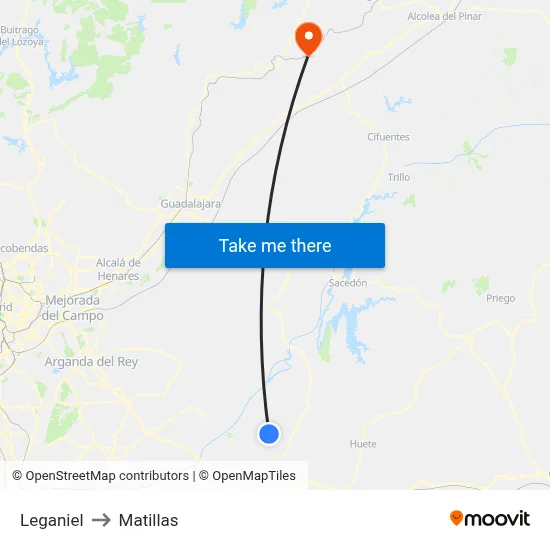 Leganiel to Matillas map