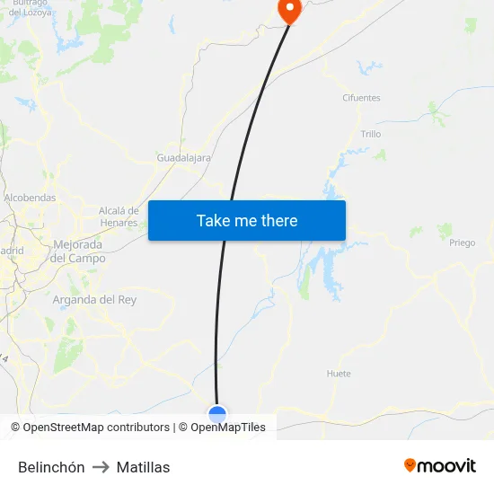 Belinchón to Matillas map