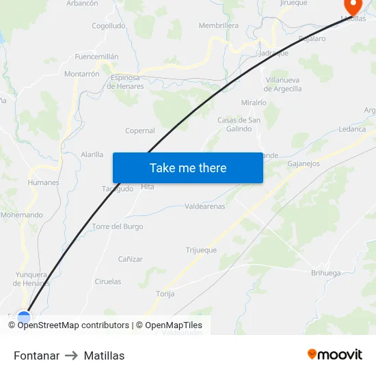 Fontanar to Matillas map