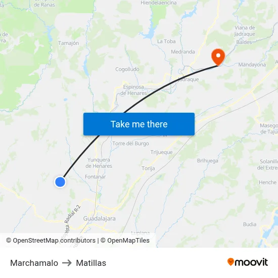 Marchamalo to Matillas map
