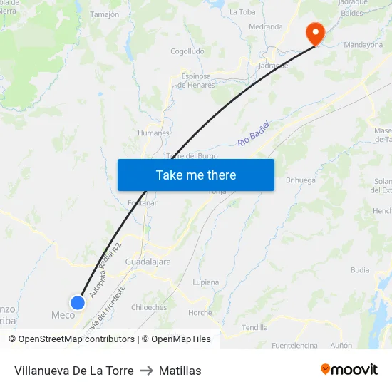 Villanueva De La Torre to Matillas map