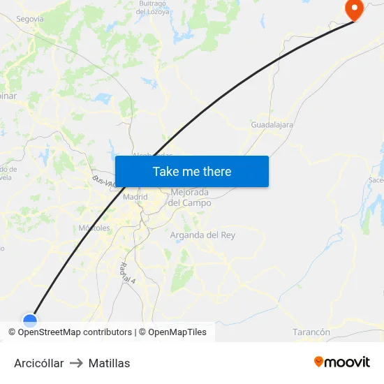Arcicóllar to Matillas map