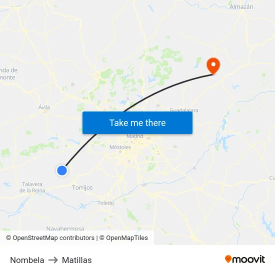 Nombela to Matillas map