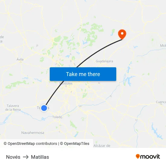 Novés to Matillas map