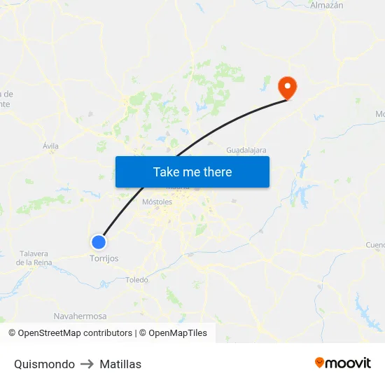 Quismondo to Matillas map