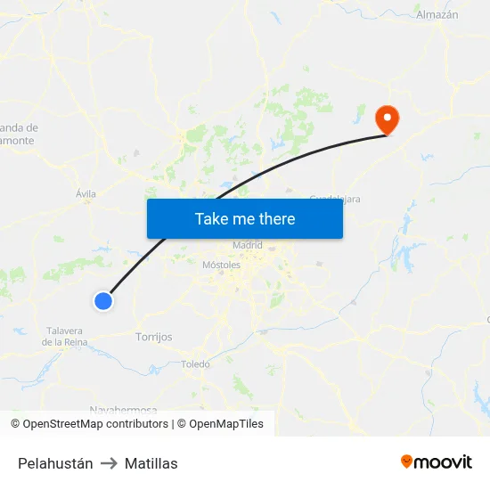 Pelahustán to Matillas map