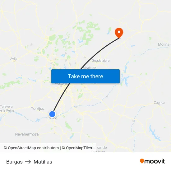 Bargas to Matillas map