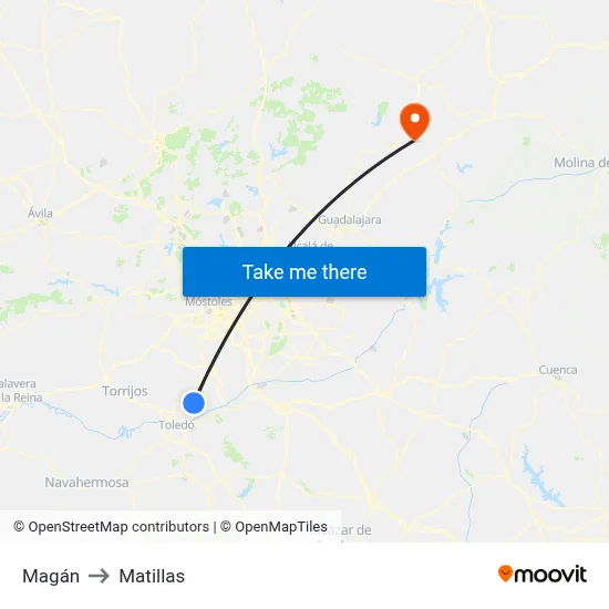 Magán to Matillas map