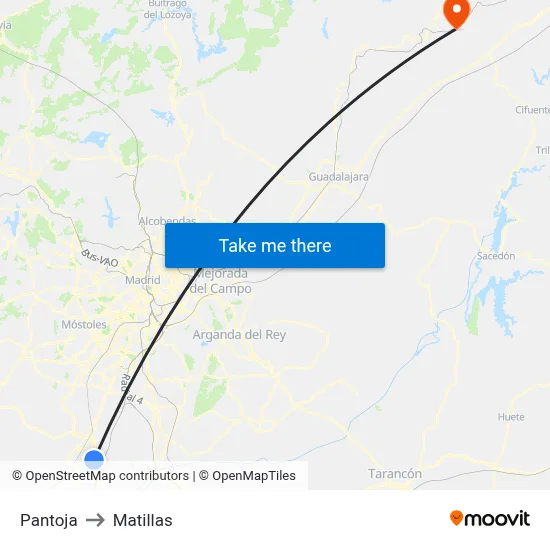 Pantoja to Matillas map
