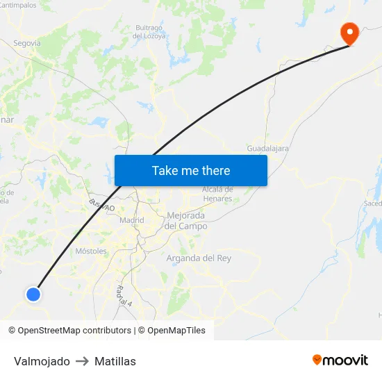 Valmojado to Matillas map