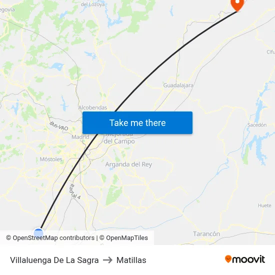 Villaluenga De La Sagra to Matillas map