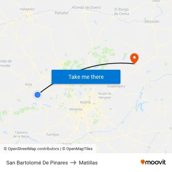 San Bartolomé De Pinares to Matillas map
