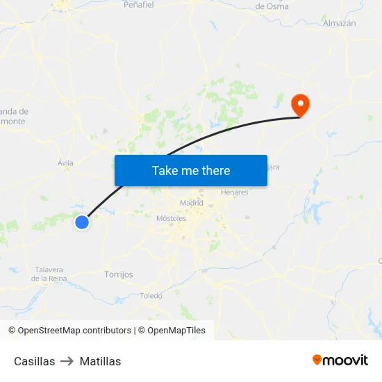 Casillas to Matillas map