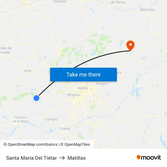 Santa María Del Tiétar to Matillas map