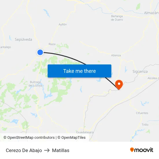 Cerezo De Abajo to Matillas map