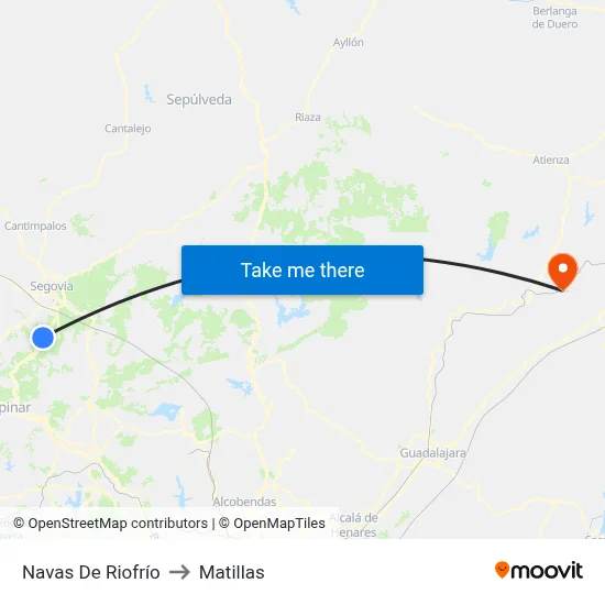 Navas De Riofrío to Matillas map