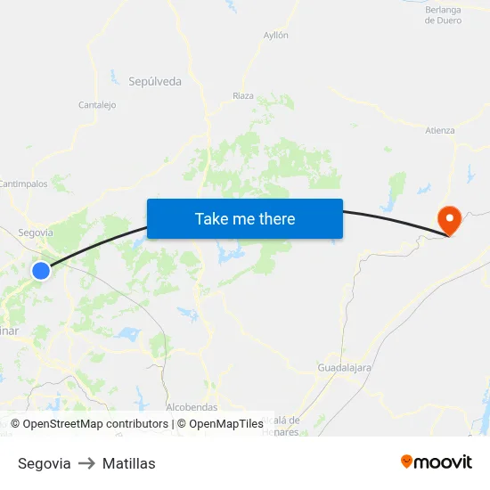 Segovia to Matillas map