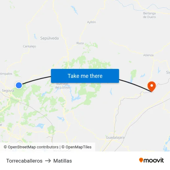 Torrecaballeros to Matillas map