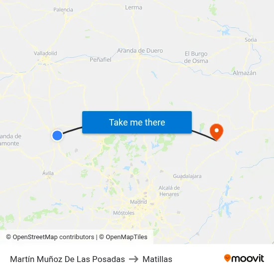 Martín Muñoz De Las Posadas to Matillas map