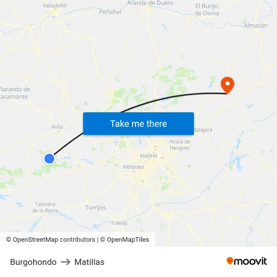Burgohondo to Matillas map