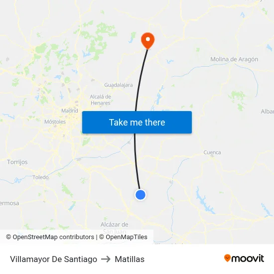 Villamayor De Santiago to Matillas map
