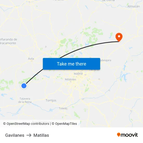 Gavilanes to Matillas map