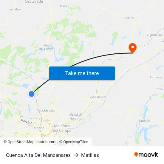 Cuenca Alta Del Manzanares to Matillas map